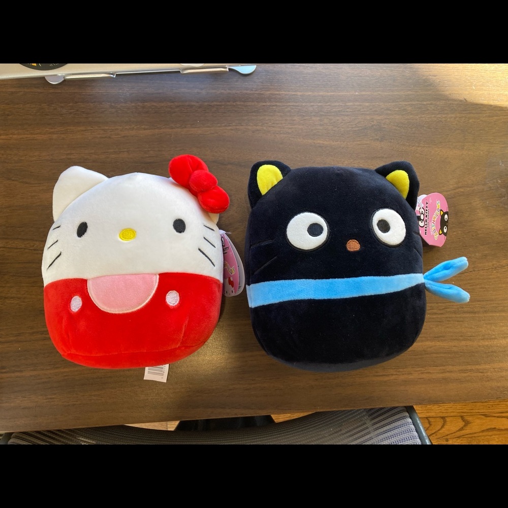 Two Hello Kitty Squishmallows - Hello Kitty and Chococat by Sanrio